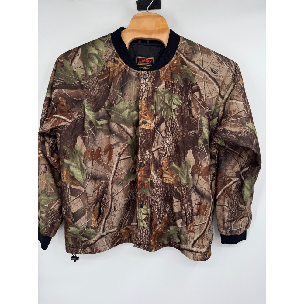 Stearns Dry Wear Hunting Jacket Mens Realtree Camo Fleece Lined Bomber Sz L